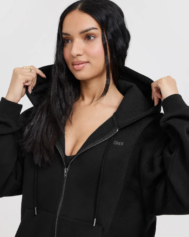 Foundations Zip Through Hoodie | Black