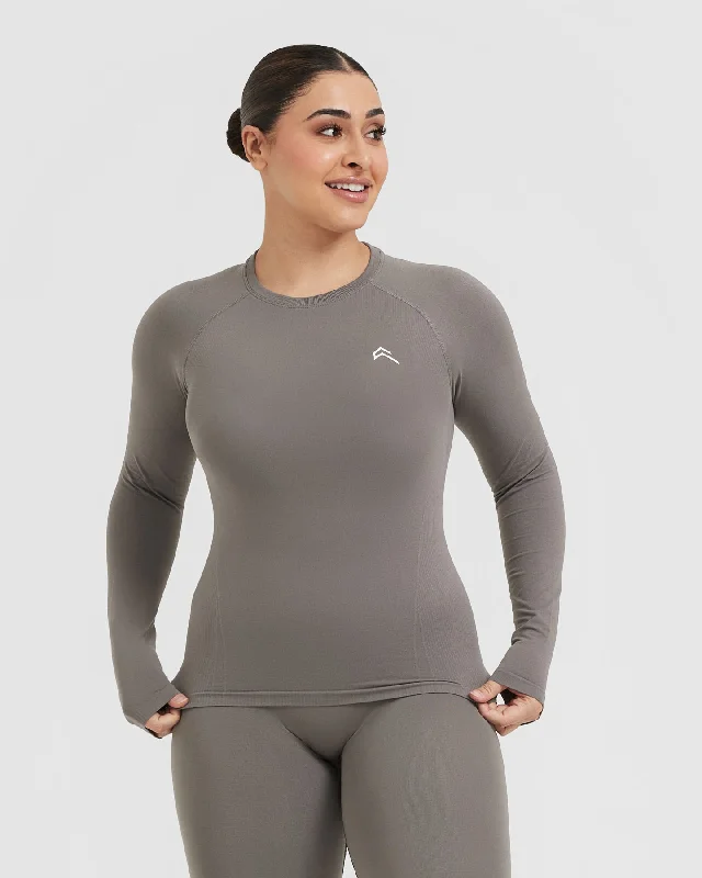 Go To Seamless Fitted Long Sleeve Top | Ash Grey