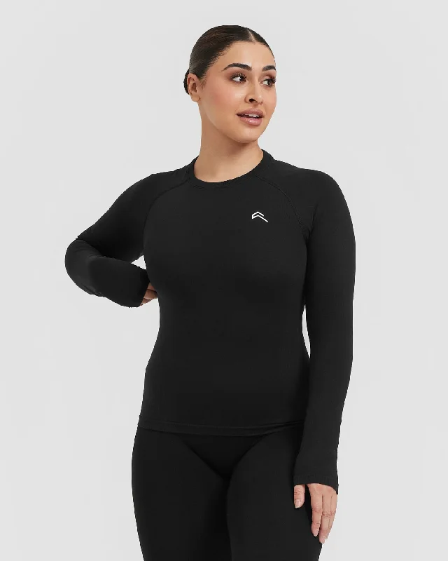 Go To Seamless Fitted Long Sleeve Top | Black