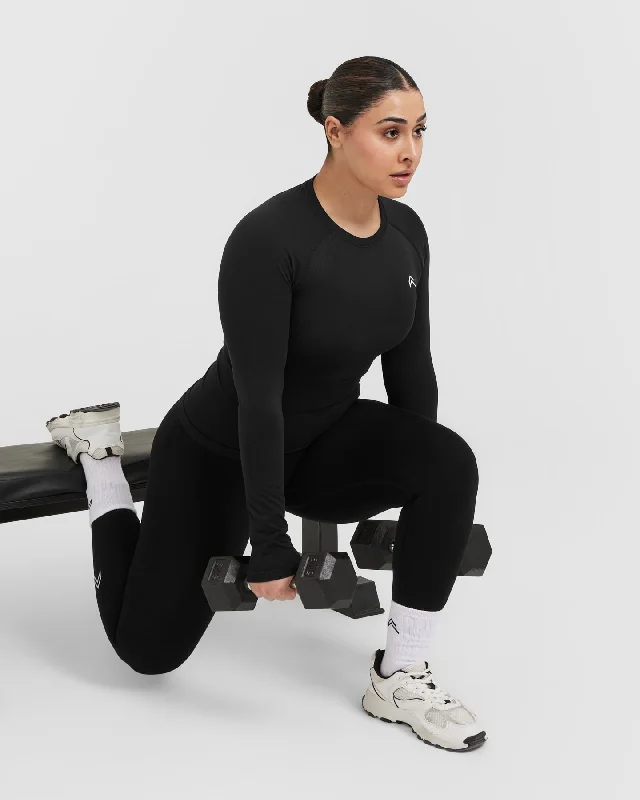 Go To Seamless Fitted Long Sleeve Top | Black