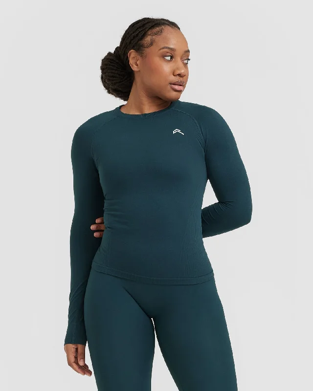 Go To Seamless Fitted Long Sleeve Top | Oil Blue