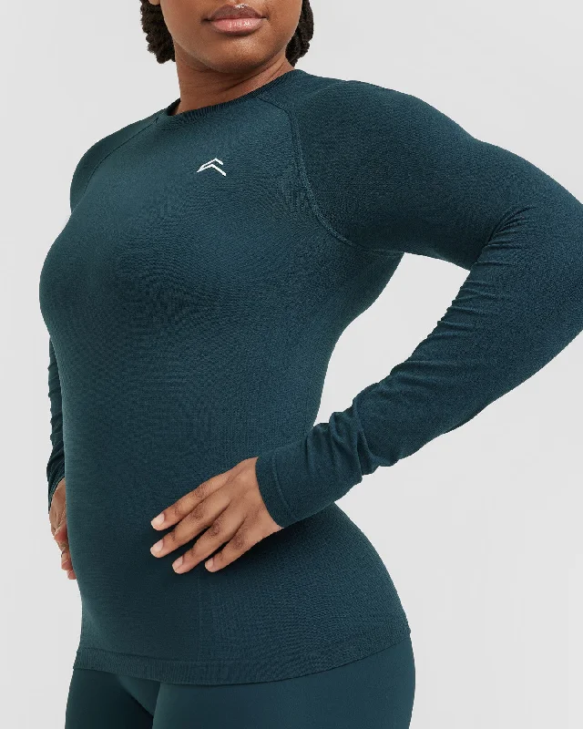 Go To Seamless Fitted Long Sleeve Top | Oil Blue