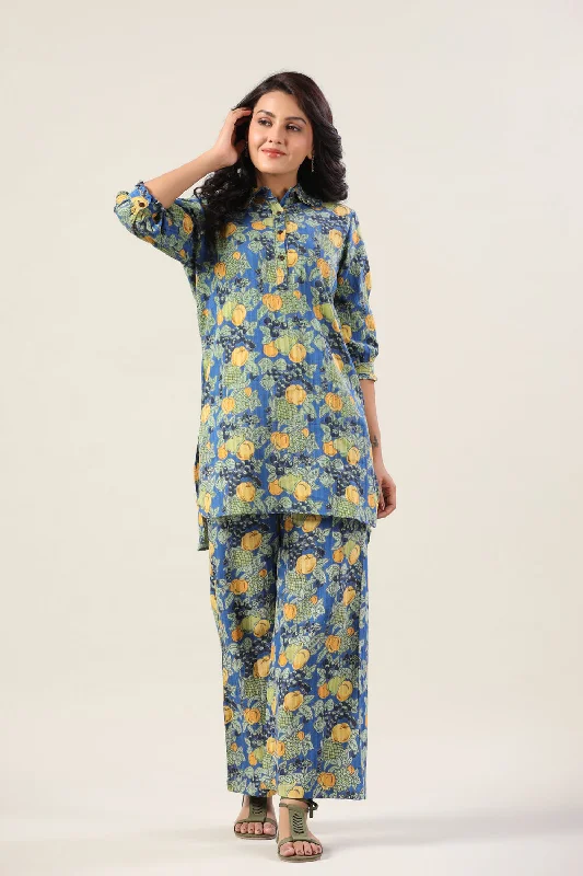 Lemonade on Blue Cotton Loungewear Set