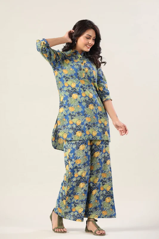 Lemonade on Blue Cotton Loungewear Set