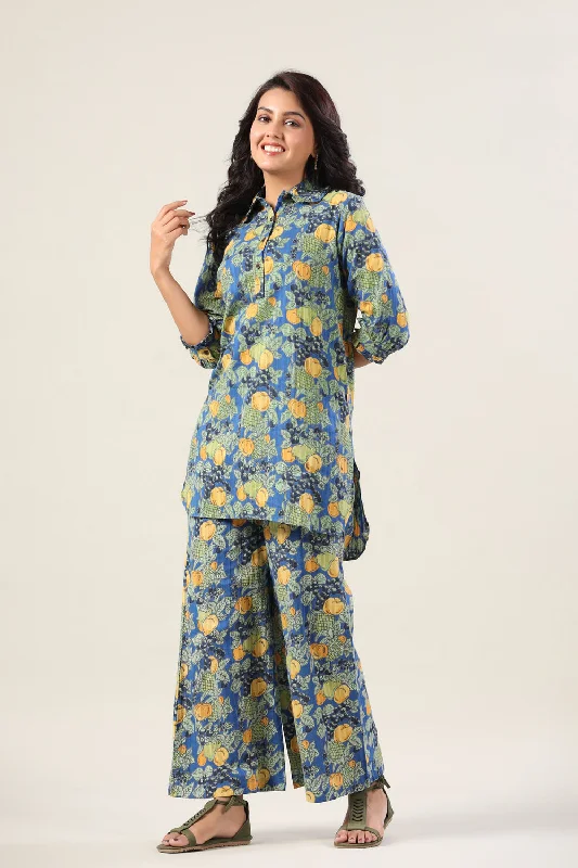 Lemonade on Blue Cotton Loungewear Set