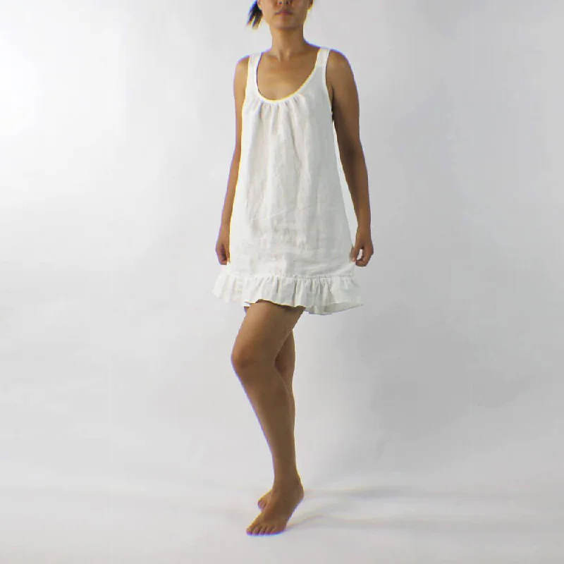 Linen Sleeping Dress with Ruffles