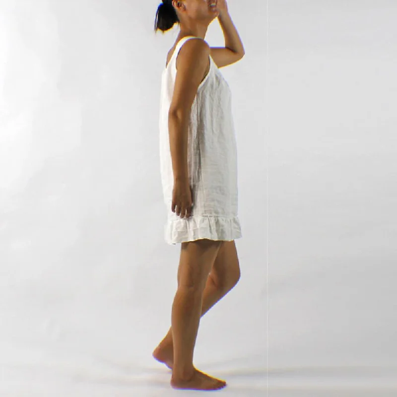 Linen Sleeping Dress with Ruffles