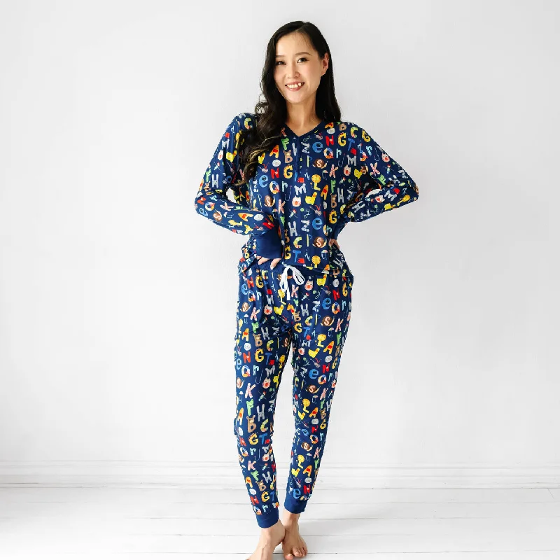 Navy Alphabet Friends Women's Pajama Pants