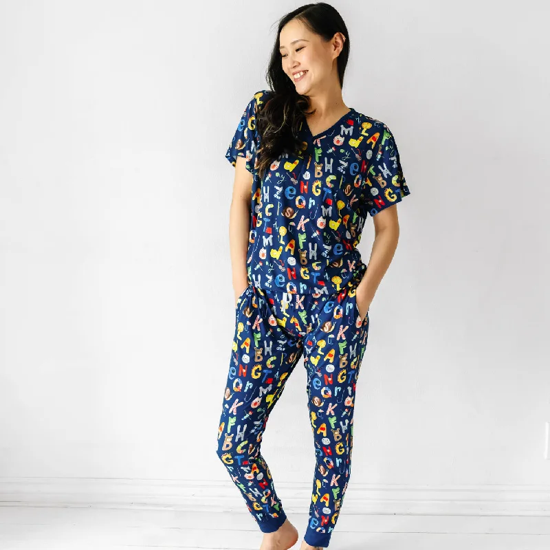 Navy Alphabet Friends Women's Pajama Pants