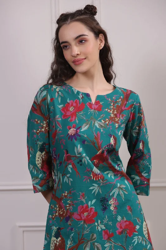 Chirping Bird on Teal Loungewear Set