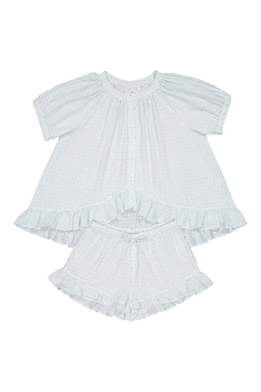 Sophie Sleep Set - Cotton - Gingham Pale Blue