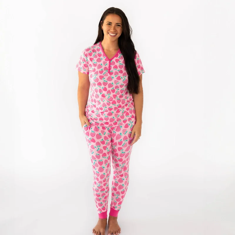 Sweet Strawberries Women's Short Sleeve Pajama Top