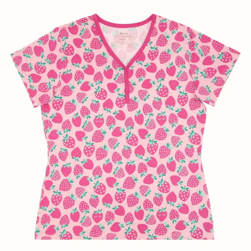 Sweet Strawberries Women's Short Sleeve Pajama Top