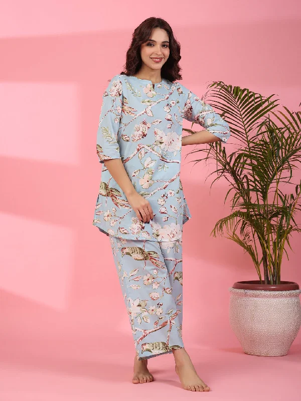 Pattens bird blue cotton co-ord set