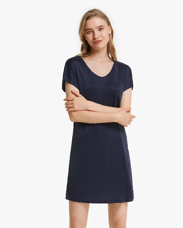 Women's T-shirt Style Silk-Knit Sleep Dress