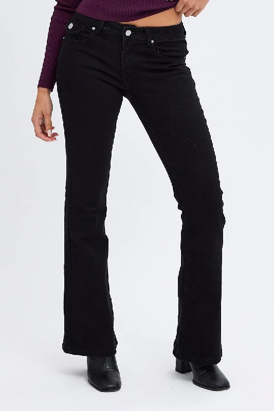 Black Flare Denim Jeans Low rise