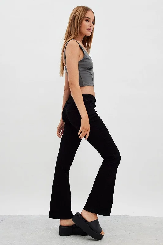 Black Flare Jeans Low Waist