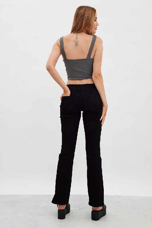 Black Flare Jeans Low Waist