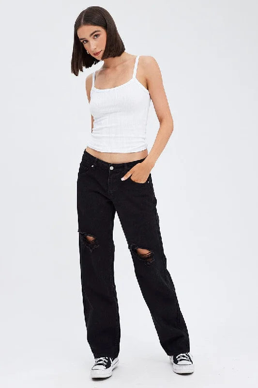 Black Straight Jeans Low Rise