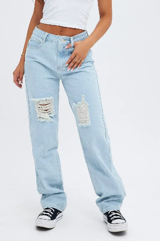 Blue Baggy Denim Jeans Mid rise