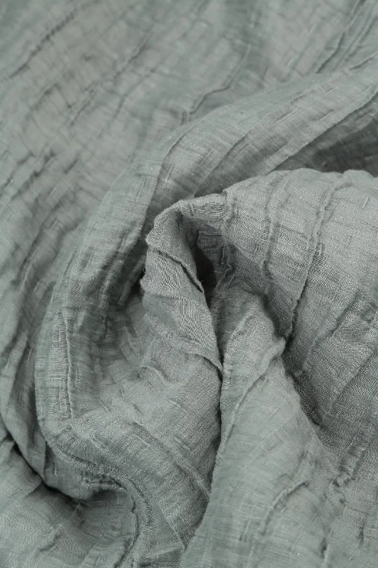 Cowl Neck Crinkled Sage Silk Linen Dress