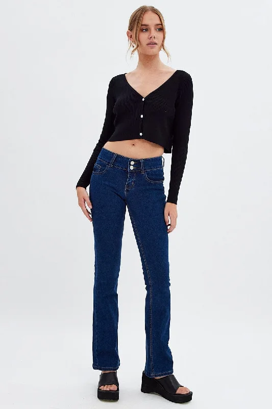 Denim Flare Jeans Low Waist