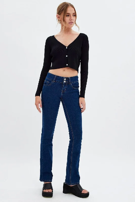 Denim Flare Jeans Low Waist