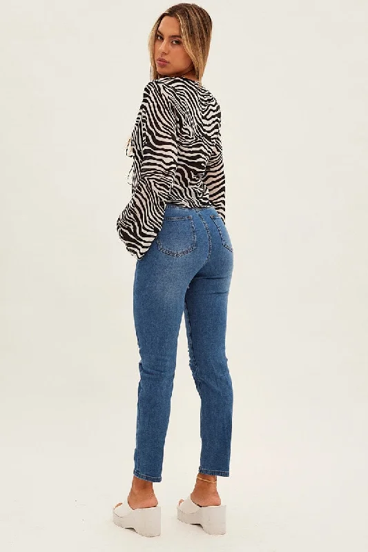 Denim Mom Jeans High Rise Stretch