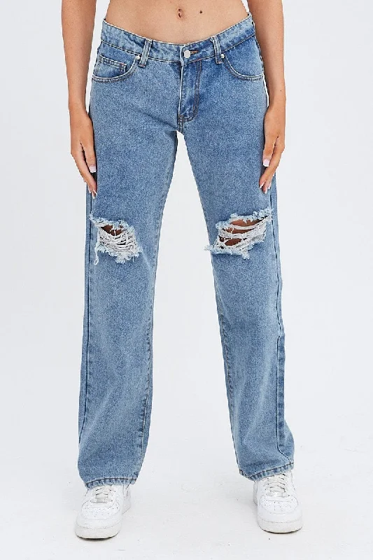 Denim Straight Jeans Low Rise