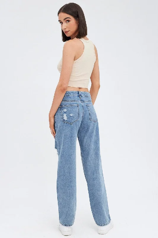 Denim Straight Jeans Low Rise