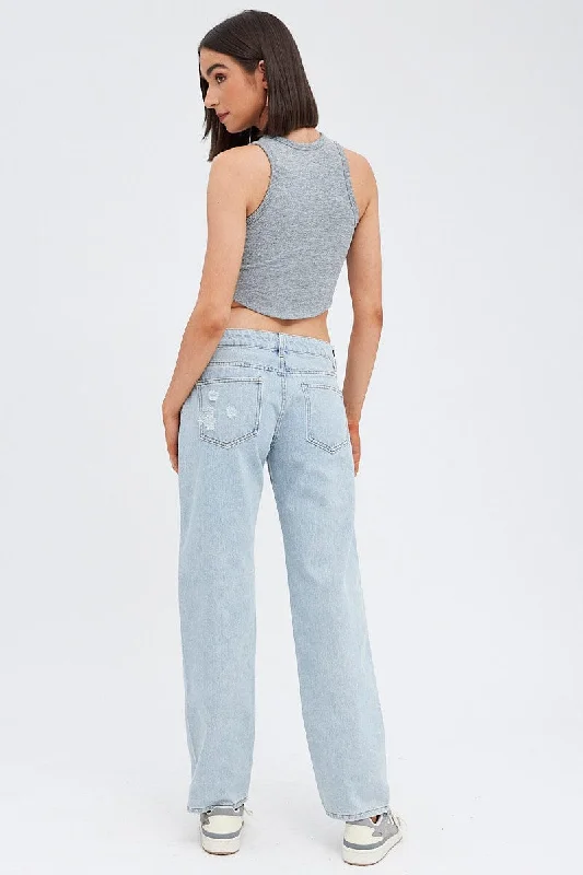 Denim Straight Jeans Low Rise