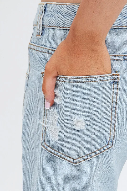 Denim Straight Jeans Low Rise