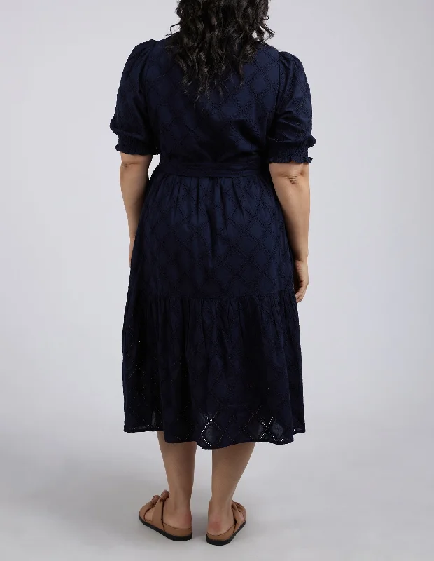 Elm Ottilie Broderie Dress Navy