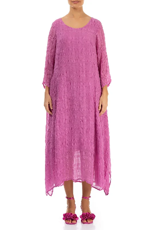 Floaty Textured Wild Berry Silk Dress