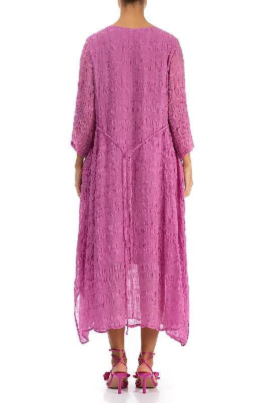 Floaty Textured Wild Berry Silk Dress