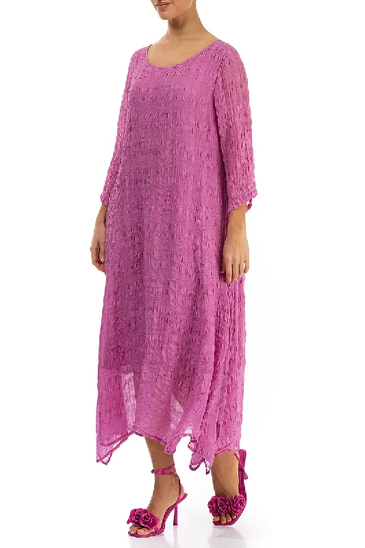 Floaty Textured Wild Berry Silk Dress