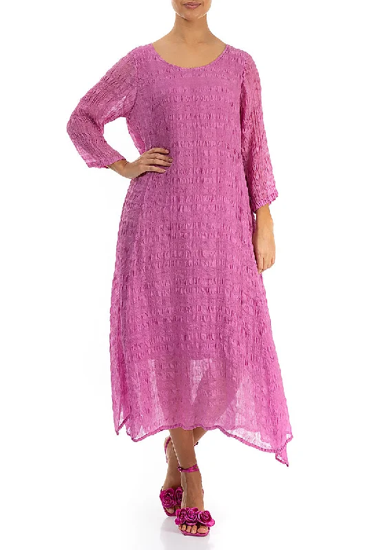 Floaty Textured Wild Berry Silk Dress