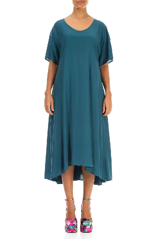 Flowy Dark Teal Silk Bamboo Dress