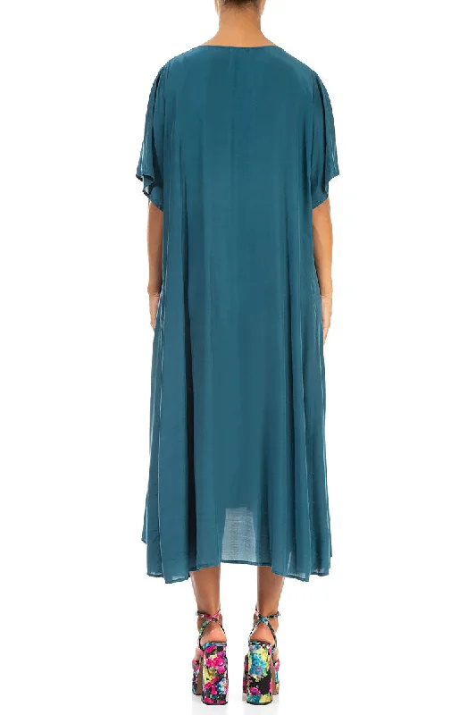 Flowy Dark Teal Silk Bamboo Dress