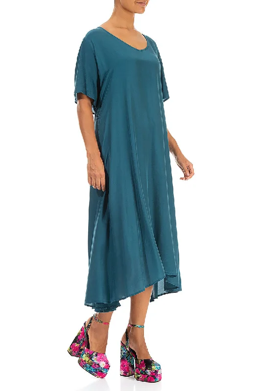 Flowy Dark Teal Silk Bamboo Dress