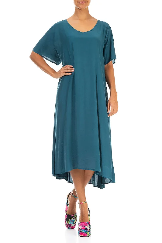 Flowy Dark Teal Silk Bamboo Dress