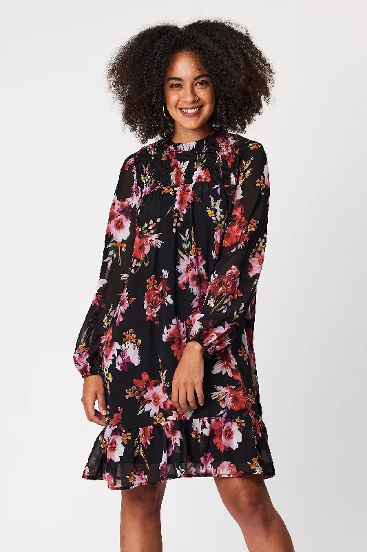 Gloss By Shine On Tiara Shirred Top Front Dress Autumn Floral