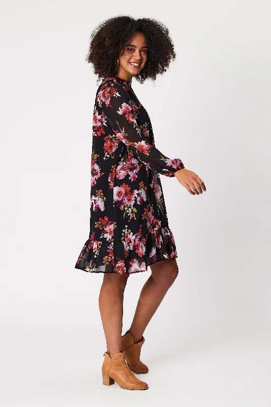 Gloss By Shine On Tiara Shirred Top Front Dress Autumn Floral