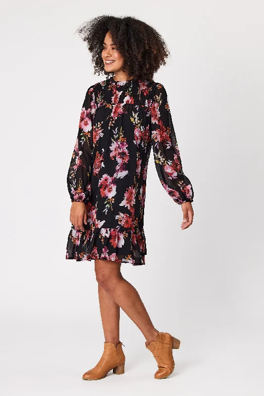 Gloss By Shine On Tiara Shirred Top Front Dress Autumn Floral