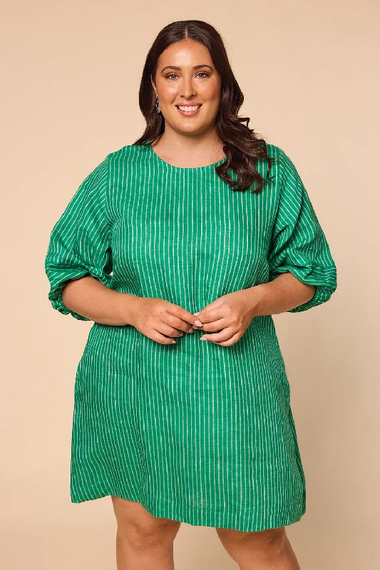 Hazel Linen Short Dress in Emerald City