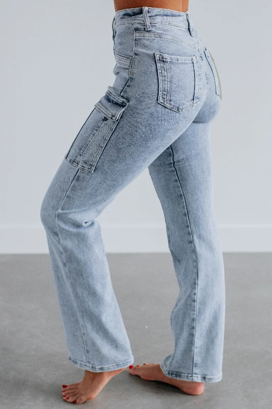 Lexi Risen Cargo Jeans - Vintage Light Wash