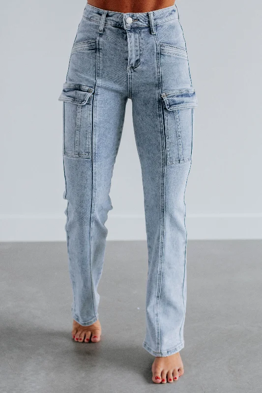 Lexi Risen Cargo Jeans - Vintage Light Wash