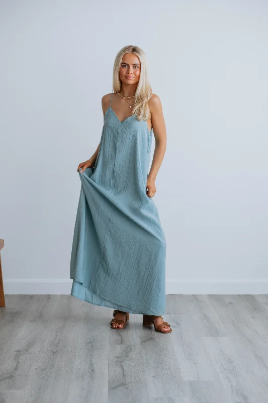 Lilliana Maxi Dress - Dusty Blue