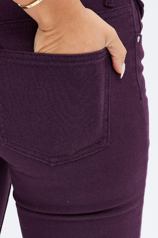 Purple Flare Denim Jeans Low rise