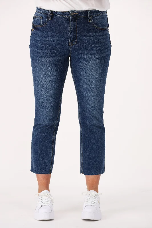 Shine On Label Dario Cropped Bootcut Jean Indigo